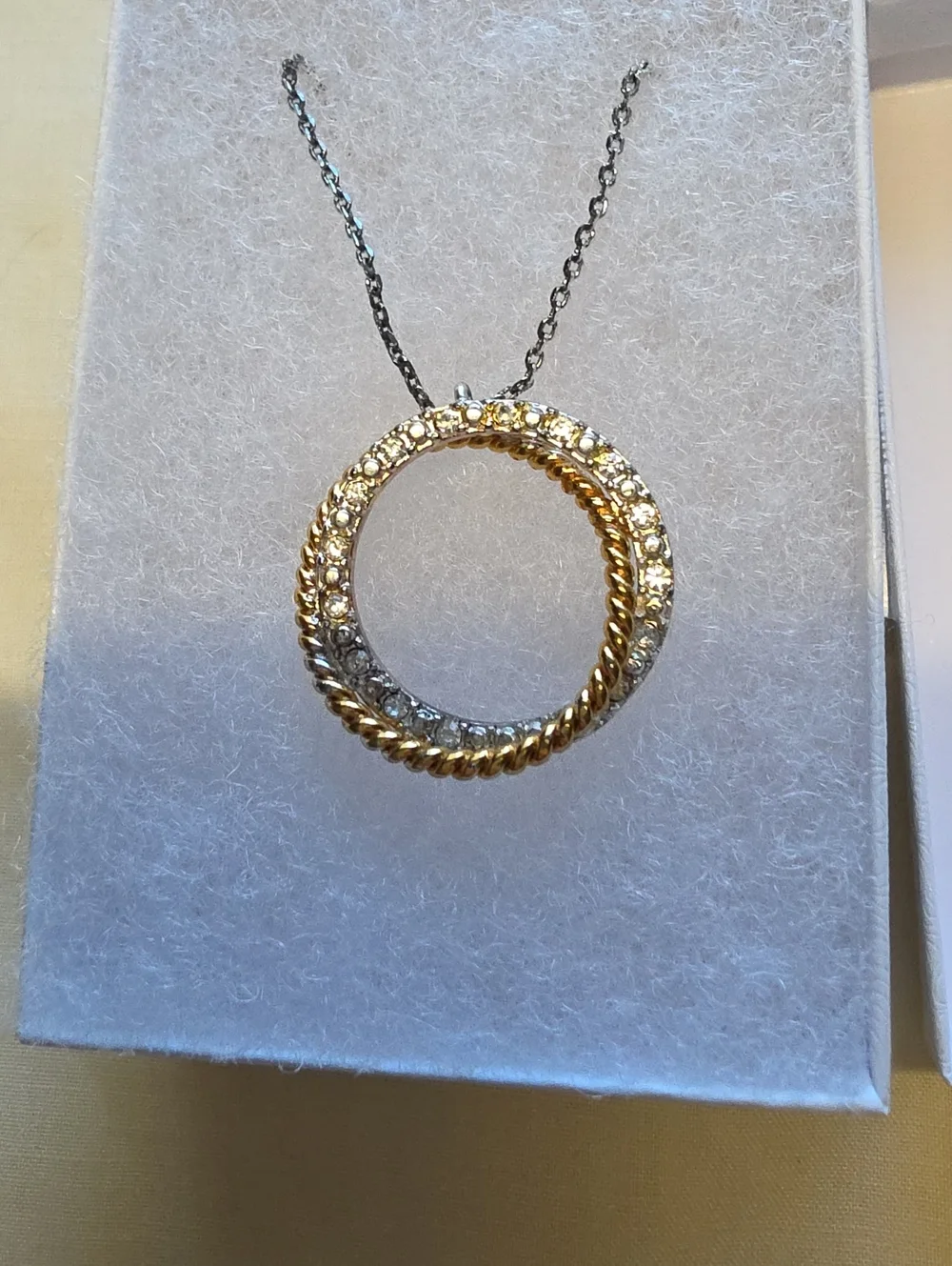 Gold and Silver Circle Pendant Necklace - Women's Jewelry